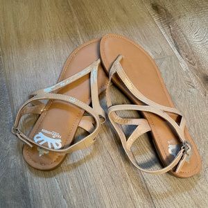 Fergalicious nude patent sandals
